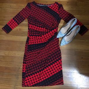 Black and Red Gathered Waist  Dress
